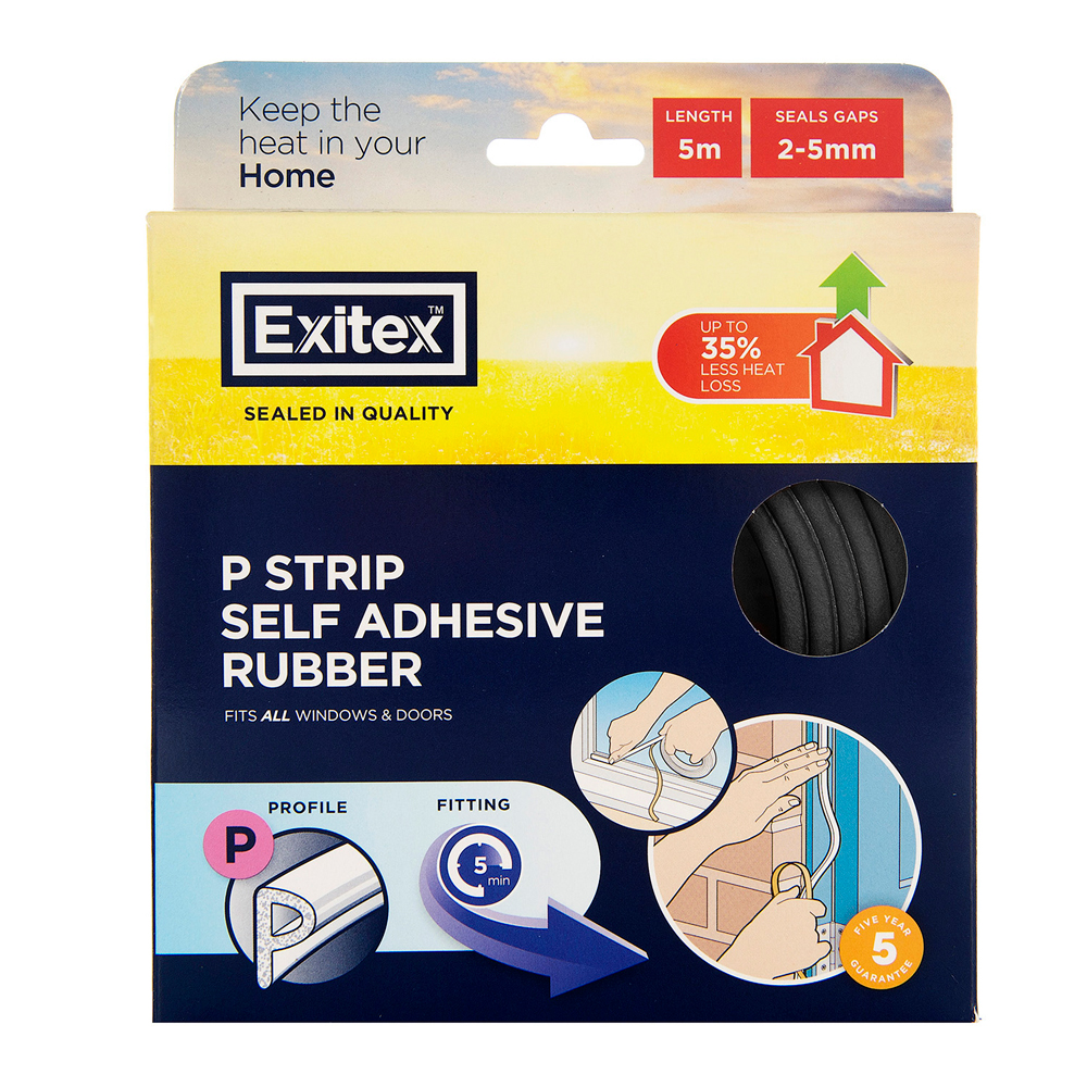 Exitex P Strip Self Adhesive Rubber (5 Metres) - Black